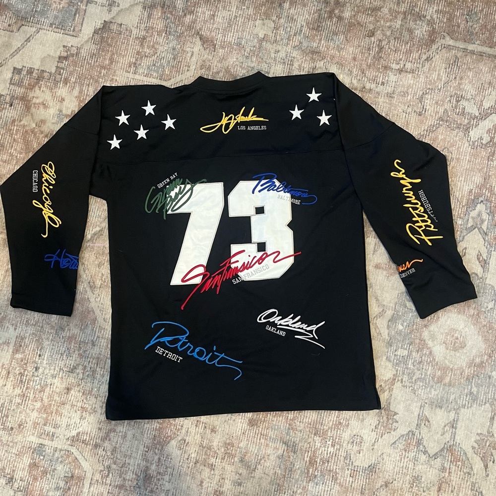FNF All City Black Graphic Long-Sleeve jersey with Multicolor Signatures L